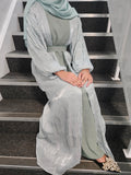 Shimmery Pastel 4PC Organza Open Abaya - Available in 2 Colours