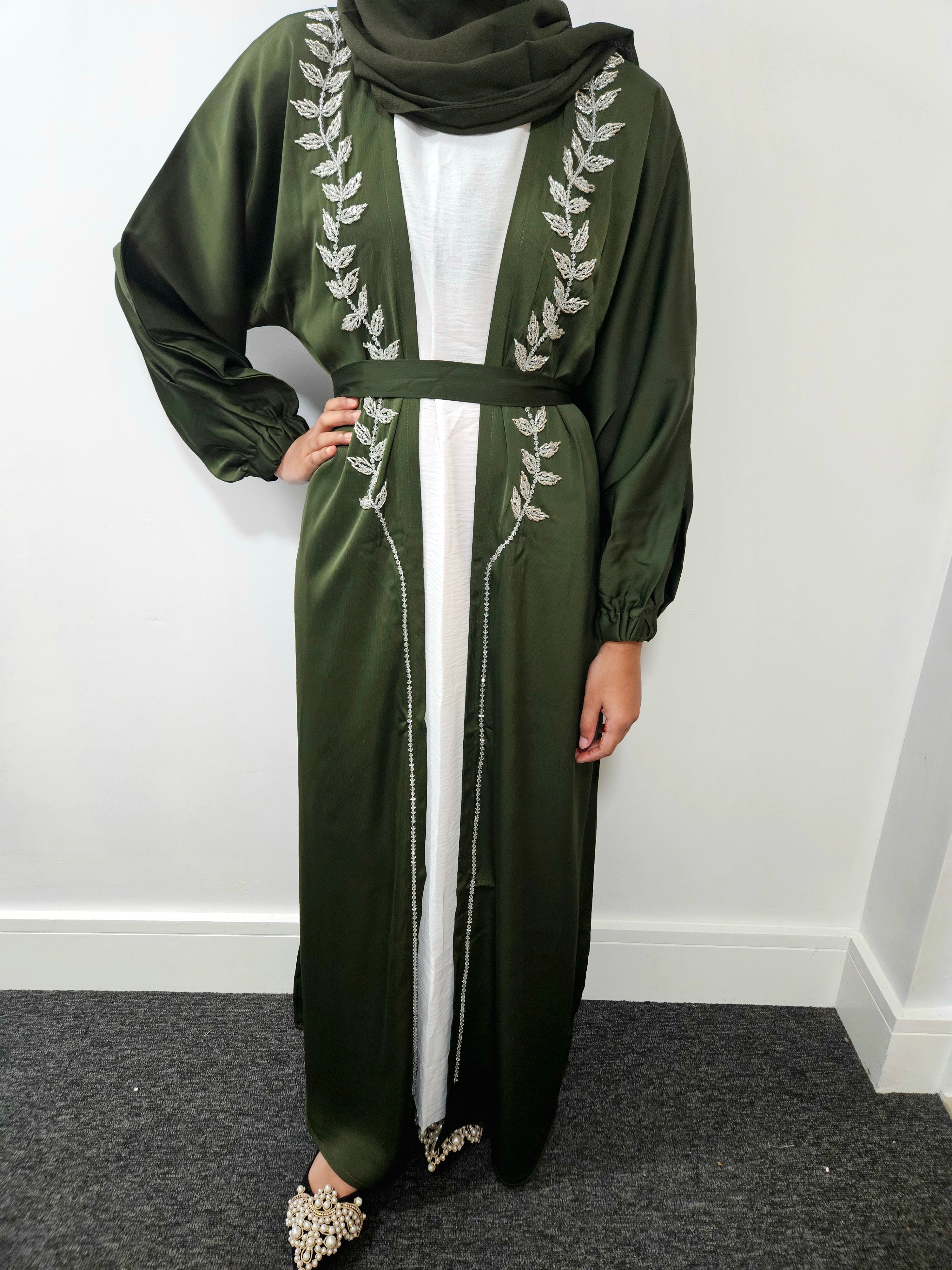 Luscious Green Embellished Abaya