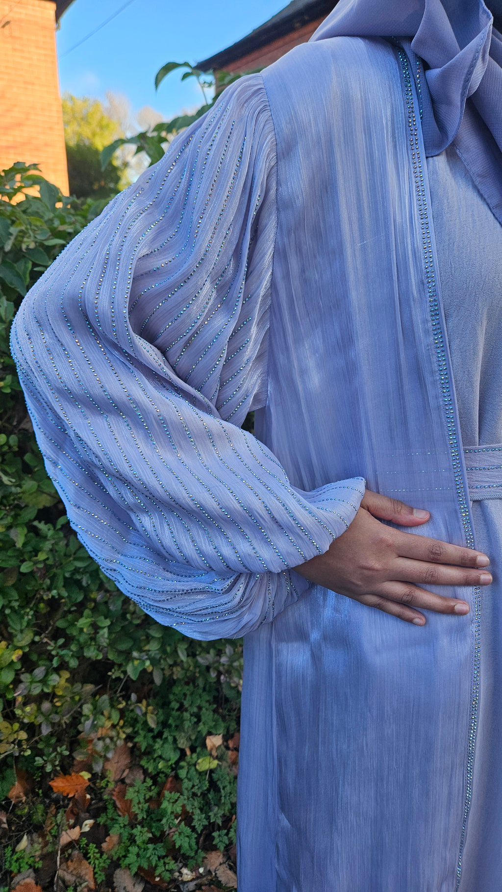 Shimmery Pastel 4PC Organza Open Abaya - Available in 2 Colours