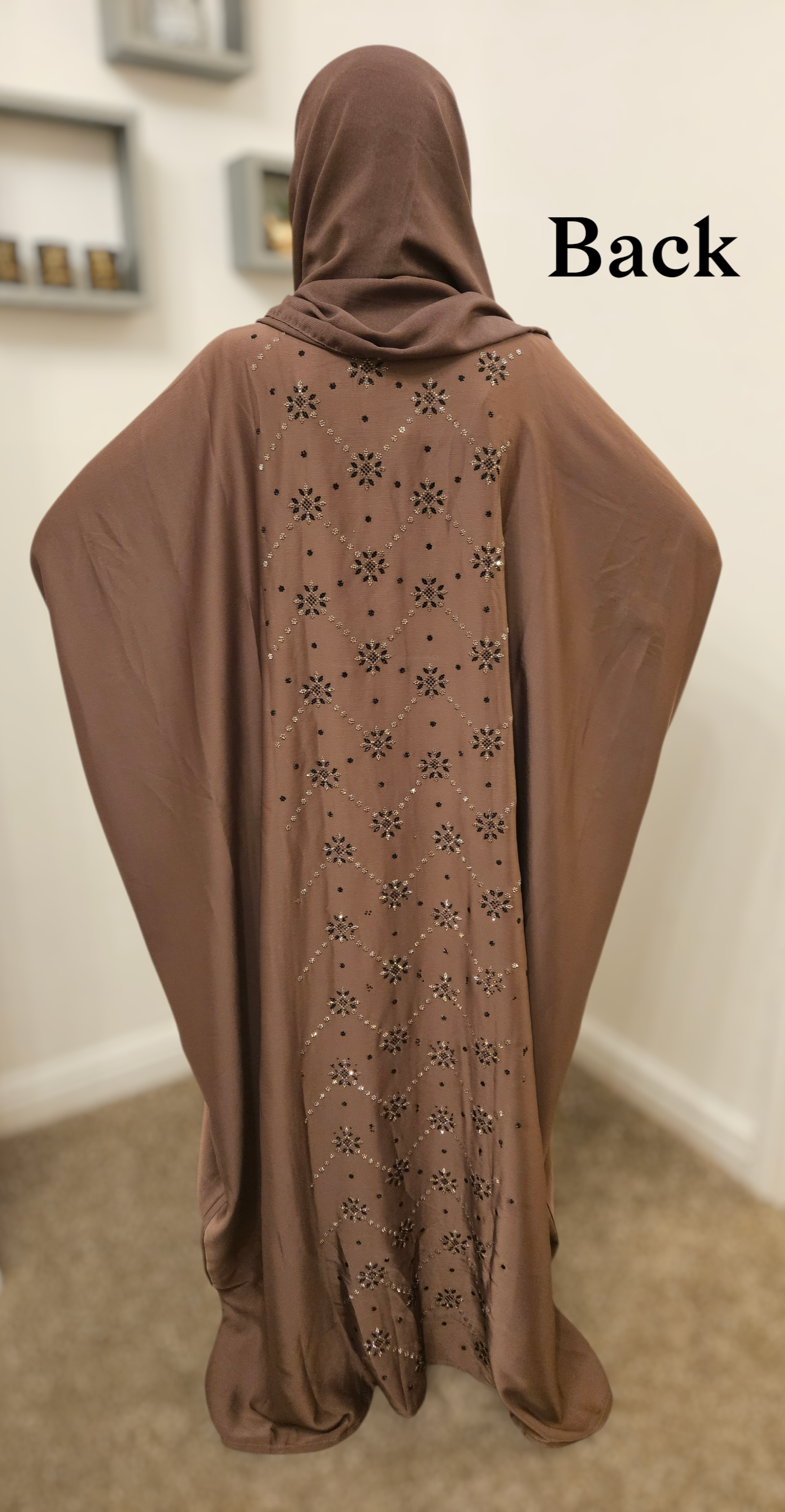 Celestial Mink Kaftan Abaya- Front & Back Embellished