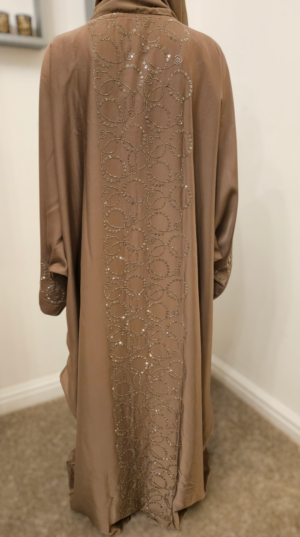 Golden Beige Kaftan- Front & Back Embellished