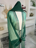 4pc Organza Open Abaya in Mint Green