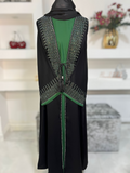 Black and Green 4pc Open Abaya