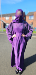 Purple Batwing Abaya- Front & Back Embellished