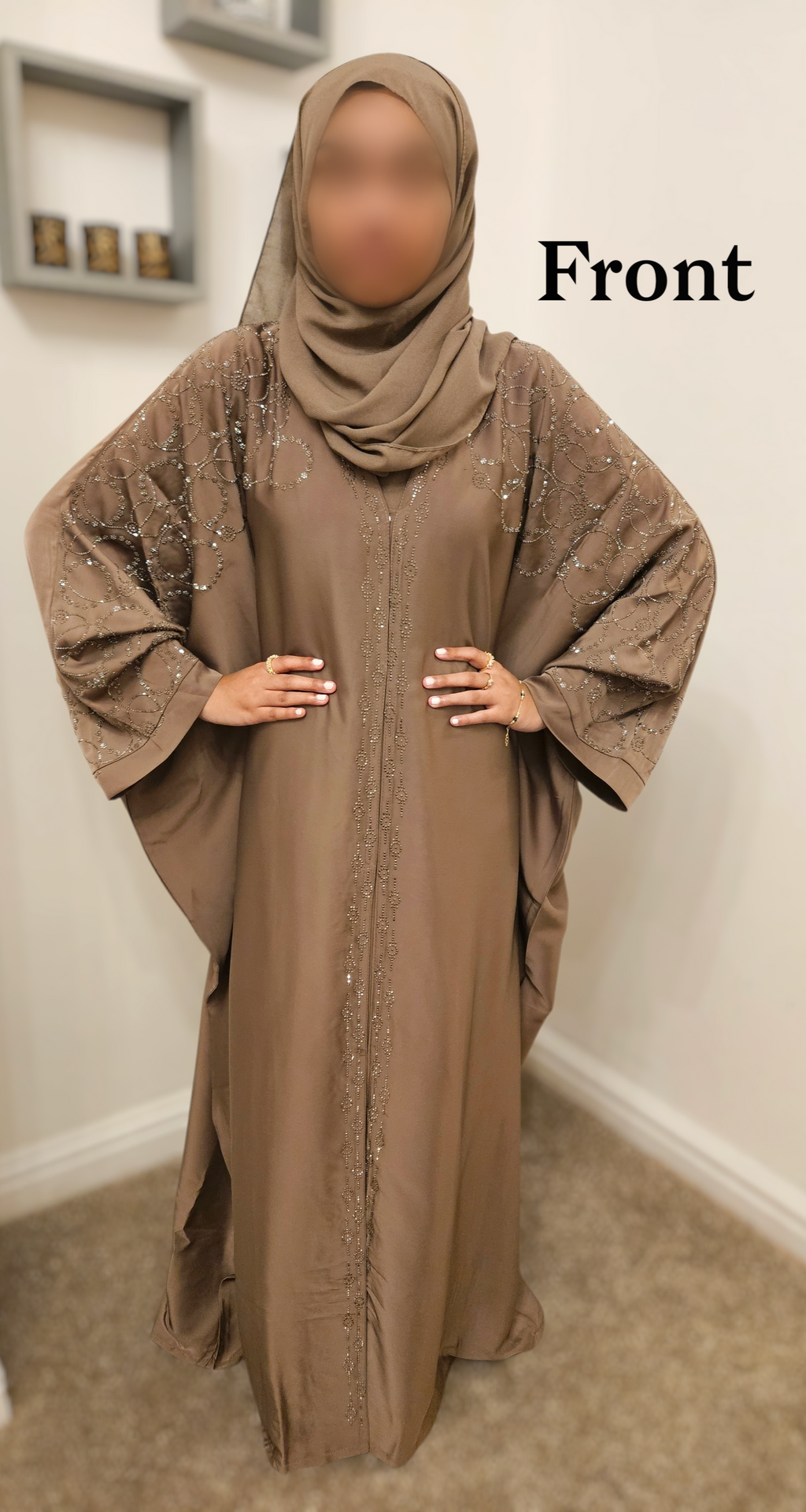 Golden Beige Kaftan- Front & Back Embellished