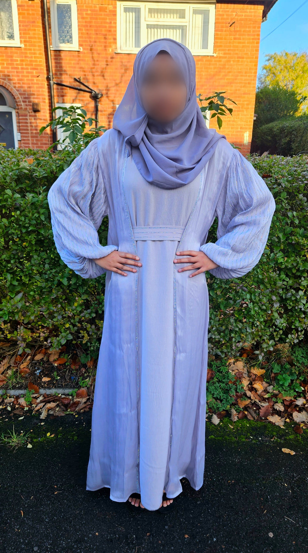 Shimmery Pastel 4PC Organza Open Abaya - Available in 2 Colours