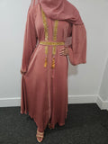 Rosewood Pink 3pc Satin Abaya