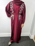Maroon Embellished Abaya